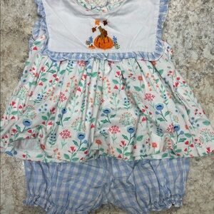 Busy Bee Smocks bloomer set  with Pumpkin Embroidery